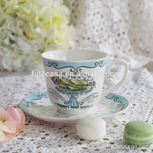 250CC Elegant New Bone China Coffee Ceramic Cups of Sweet Cake